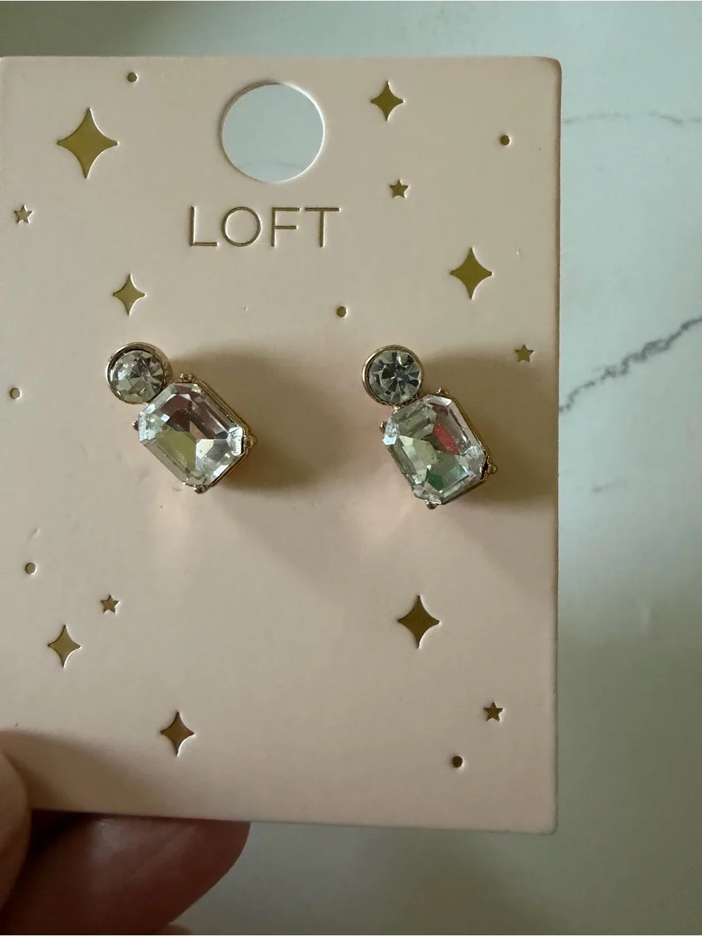 LOFT Clear Crystal Drop Stud Earrings